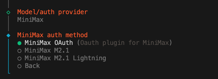 选择 MiniMax OAuth